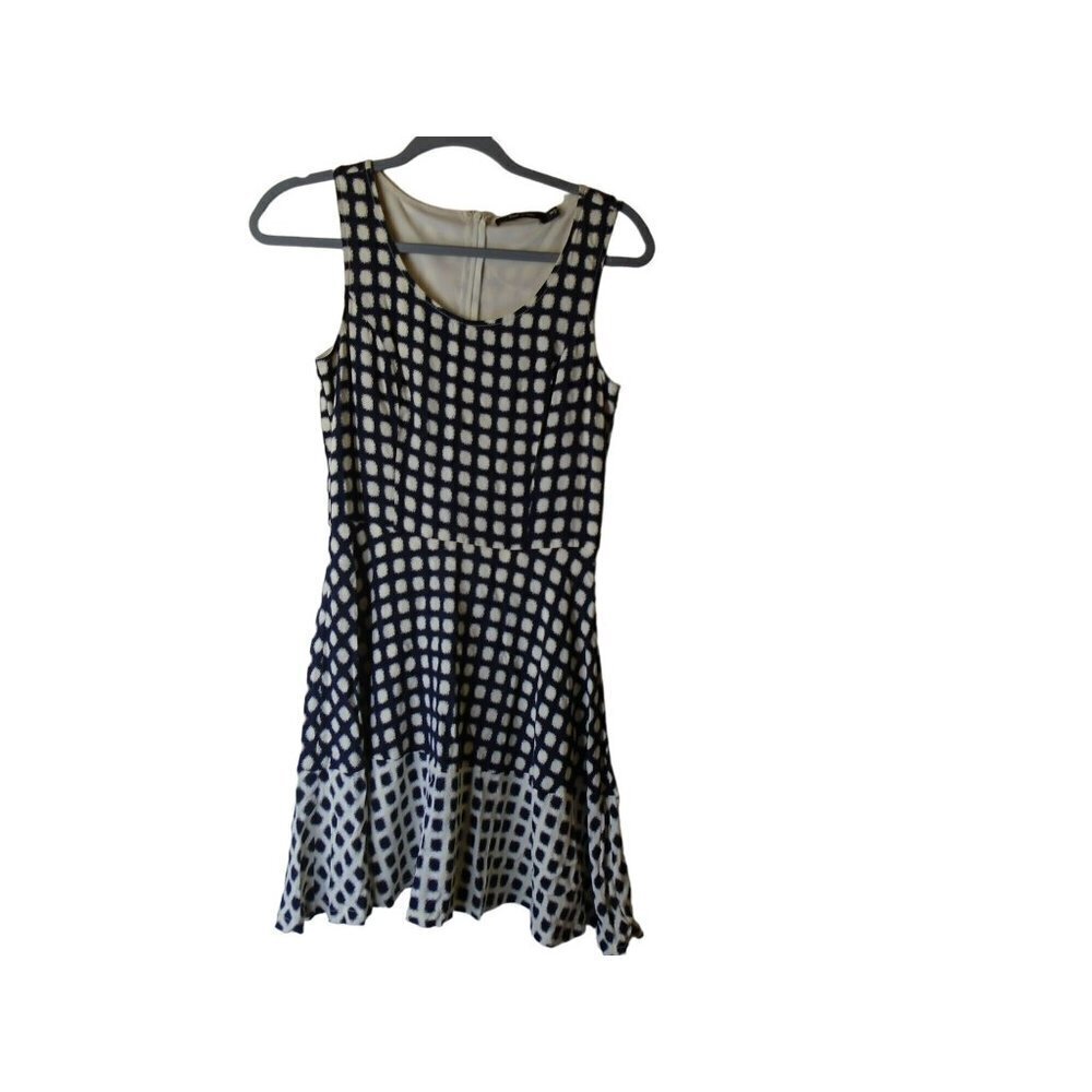 Doe & Rae Women Tank Dress Navy White Reverse Print Sz S Lined Rayon Poly